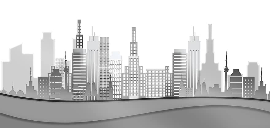 rascacielos, ciudad, Zirkel, circulo, arquitectura, edificio, edificio comercial, fachada, moderno, horizonte, utopía