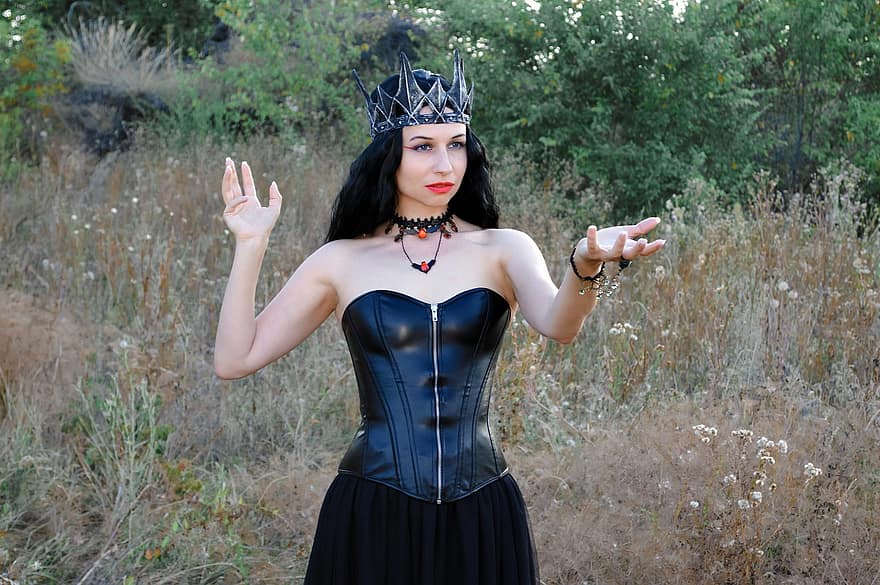 Woman, Corset, Queen, Sorceress, Witch, Wicked, Evil, Magical, Mystical, Enchanted, Pose