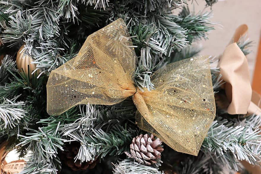 vánoční strom, dekorativní luk, příchod, dekorace, prázdniny, oslava, dar, strom, sezóna, pozadí, zimní
