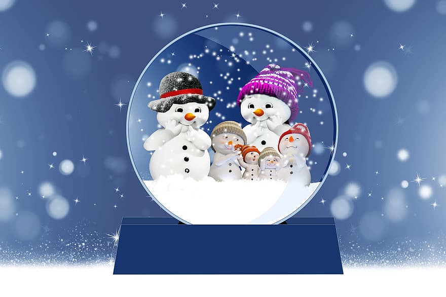 Schneekugel, Winter, Schnee, Hintergrund, Schneemann, Dekoration, weinte, Geschenk, Schneeflocken, kalt, Illustration