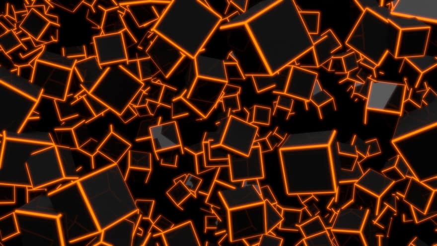 тапети, фоново изображение, абстрактен, оранжев, куб
