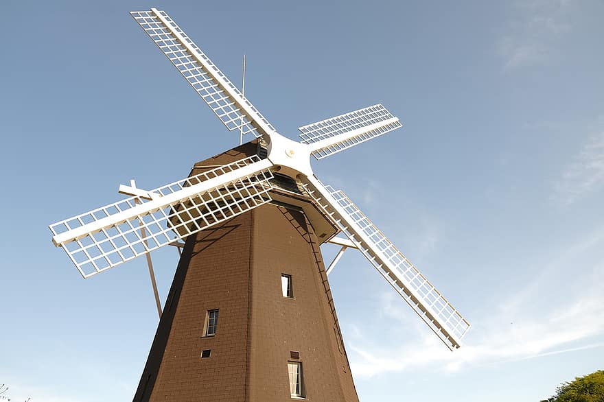Windmill, Mill, Energy, Wind, blue, architecture, built structure, industry, construction industry, building exterior, old