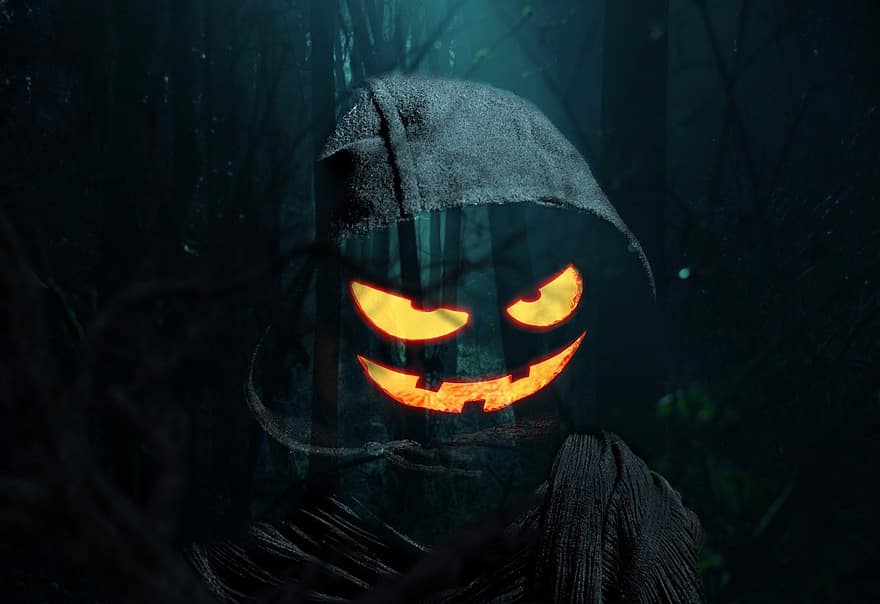 Ghost, Halloween, Pumpkin, Dark, Gothic, Horror, Spirits, Nightmare, Mysterious, Forest, Jack-o'-lantern