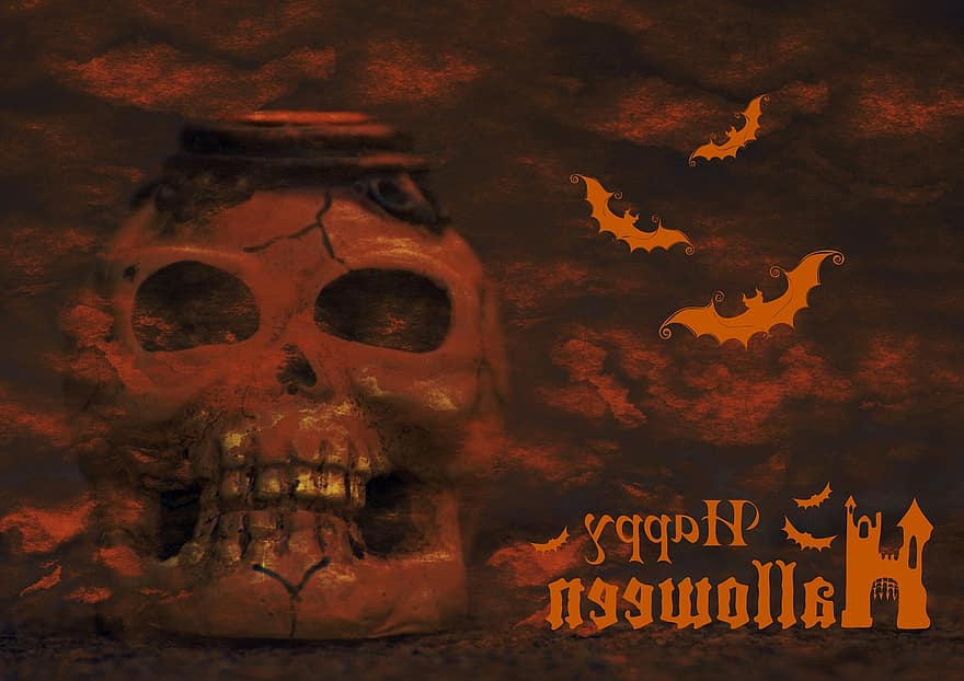 Halloween, octubre, tardor, crani i ossos creuats, humor