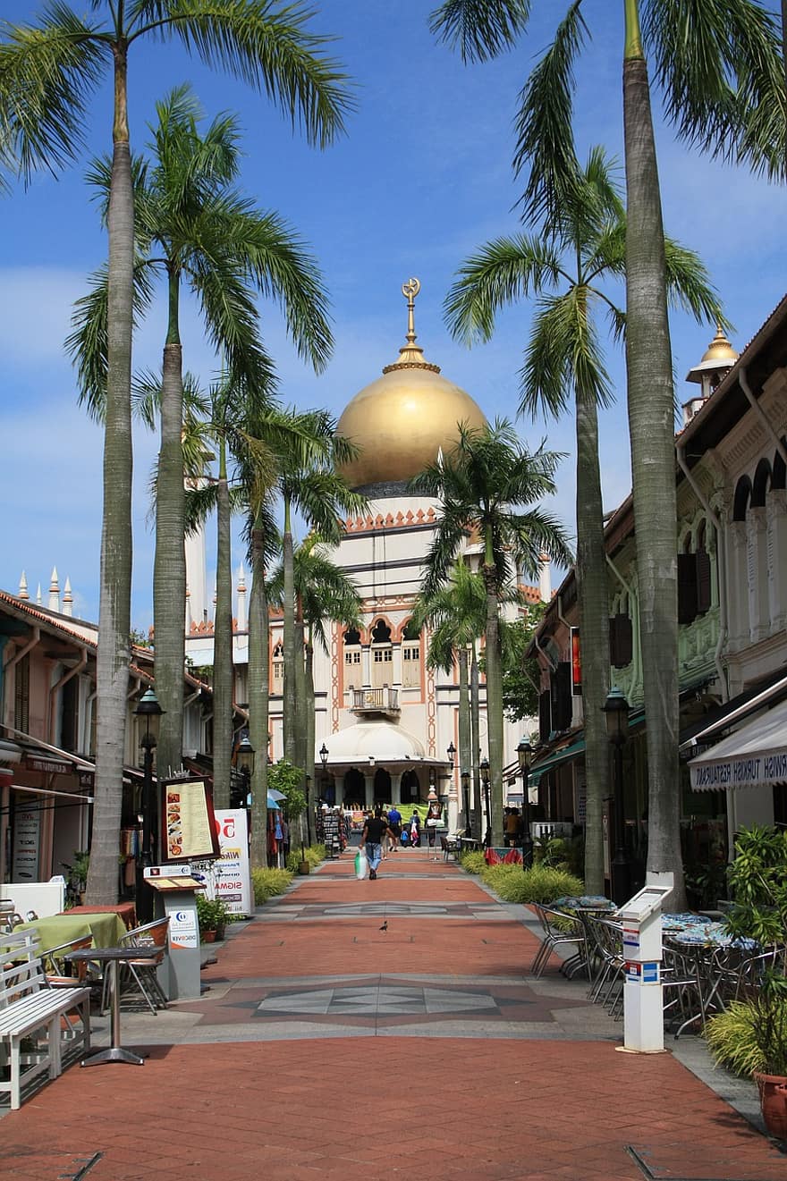 moské, singapore, sultan moskeen, arkitektur, reisemål, Sørøst-Asia, tropisk