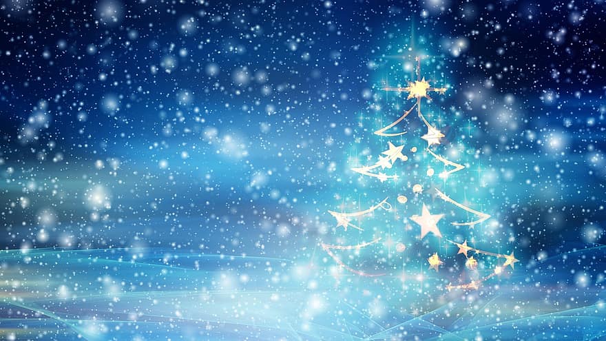 fundo, abstrato, Natal, bokeh, luzes, neve, Estrela, árvore de Natal, decoração, advento, Decoração de Natal
