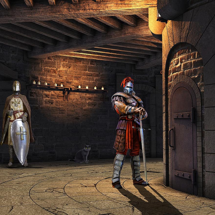 Castle, Knights, Fantasy, men, cultures, adult, architecture, standing, indoors, history, suit of armor