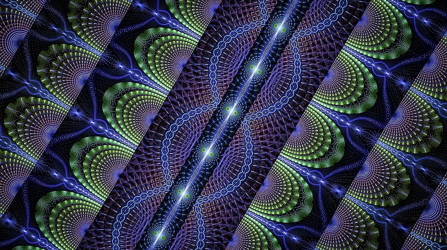 fractal, azul, líneas, vistoso, textura, arte fractal