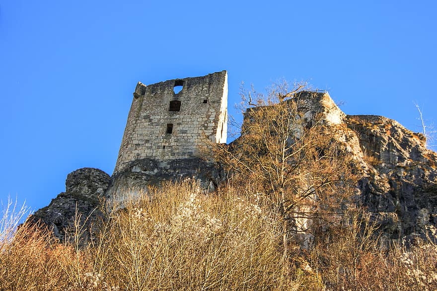Castello di Neideck, rovine del castello, collina, roccia, Medioevo, muro del castello, paesaggio, autunno, alta franconia