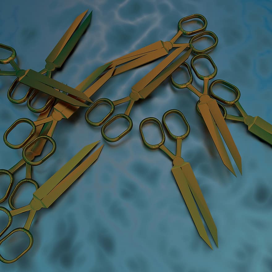 Scissors, Shears, Cut, Cutting, Snip, Metal, Tool, Blue Tools