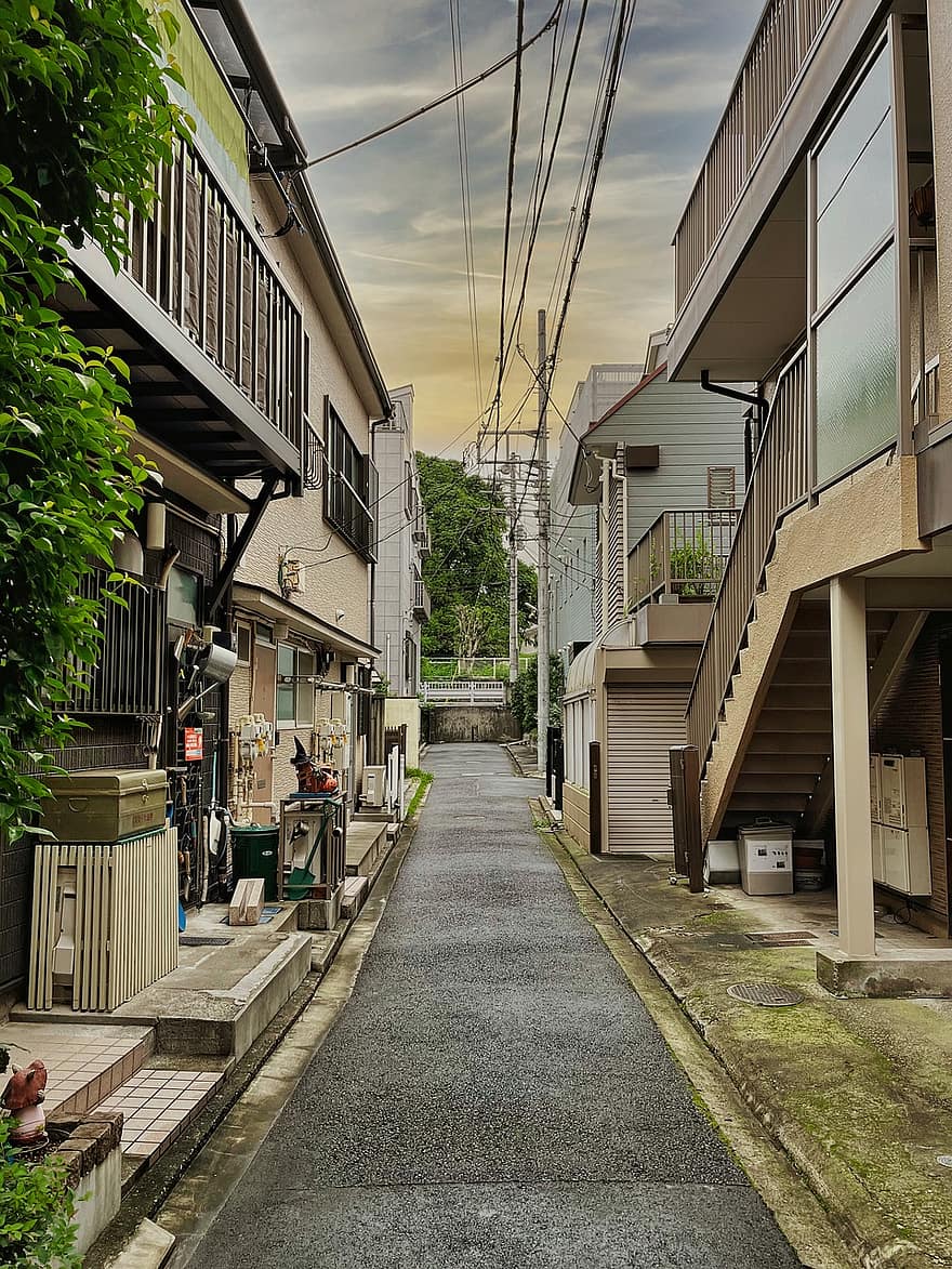 ruelle, Japon, quartier, passage, chemin, sentier, de banlieue, tokyo