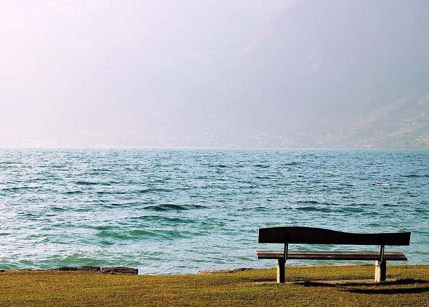 Banca de lemn, scaun, mare, ocean, apă, întârziere, calm, peisaj, în aer liber, natură, relaxare