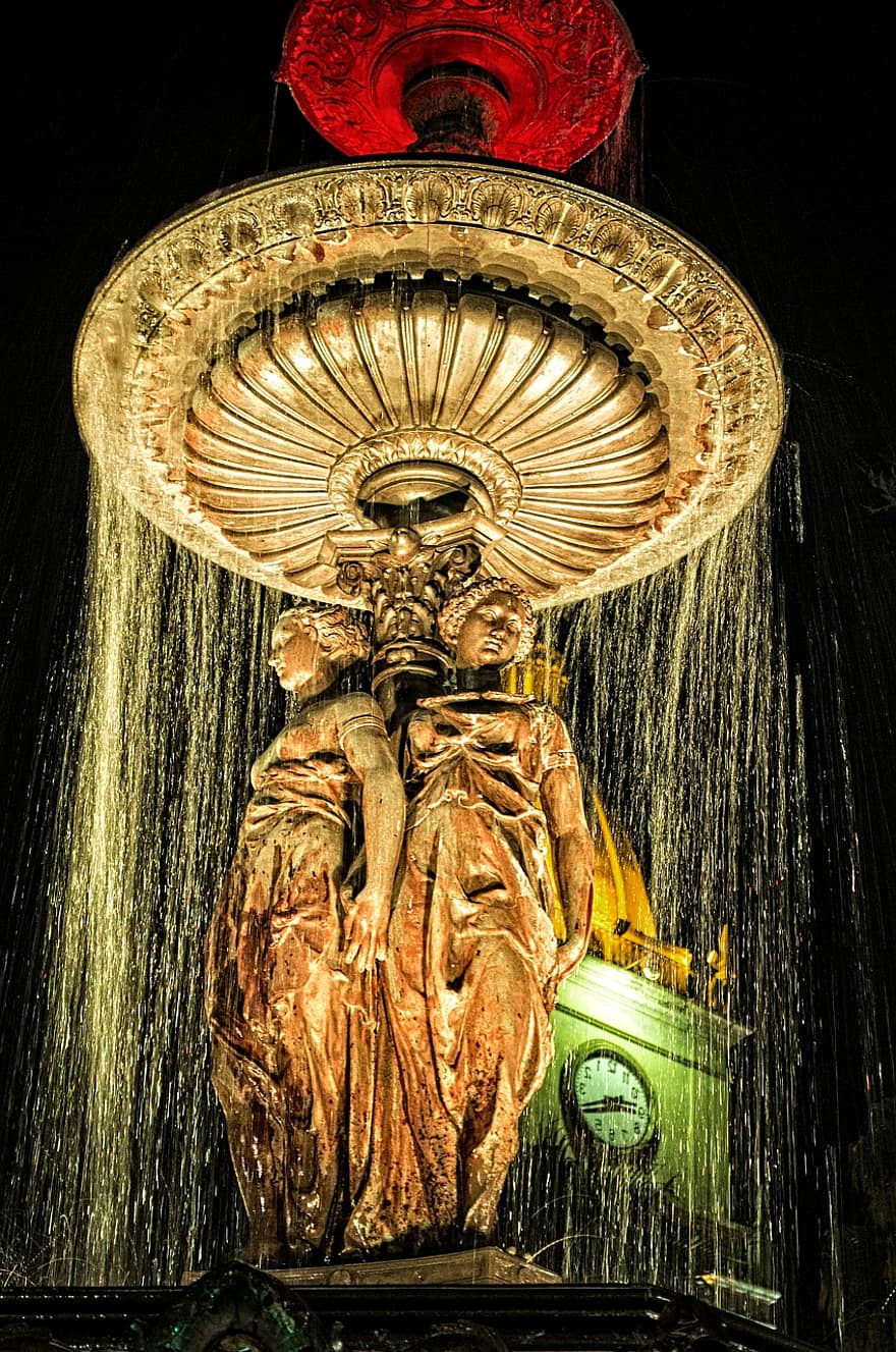 fontána, sochy, náměstí, park, voda, cochabamba