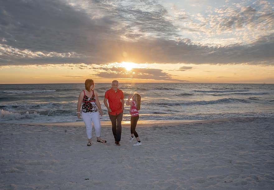 Sunset, Beach, Family, Vacation, Love, Cloudscape, women, summer, vacations, lifestyles, men