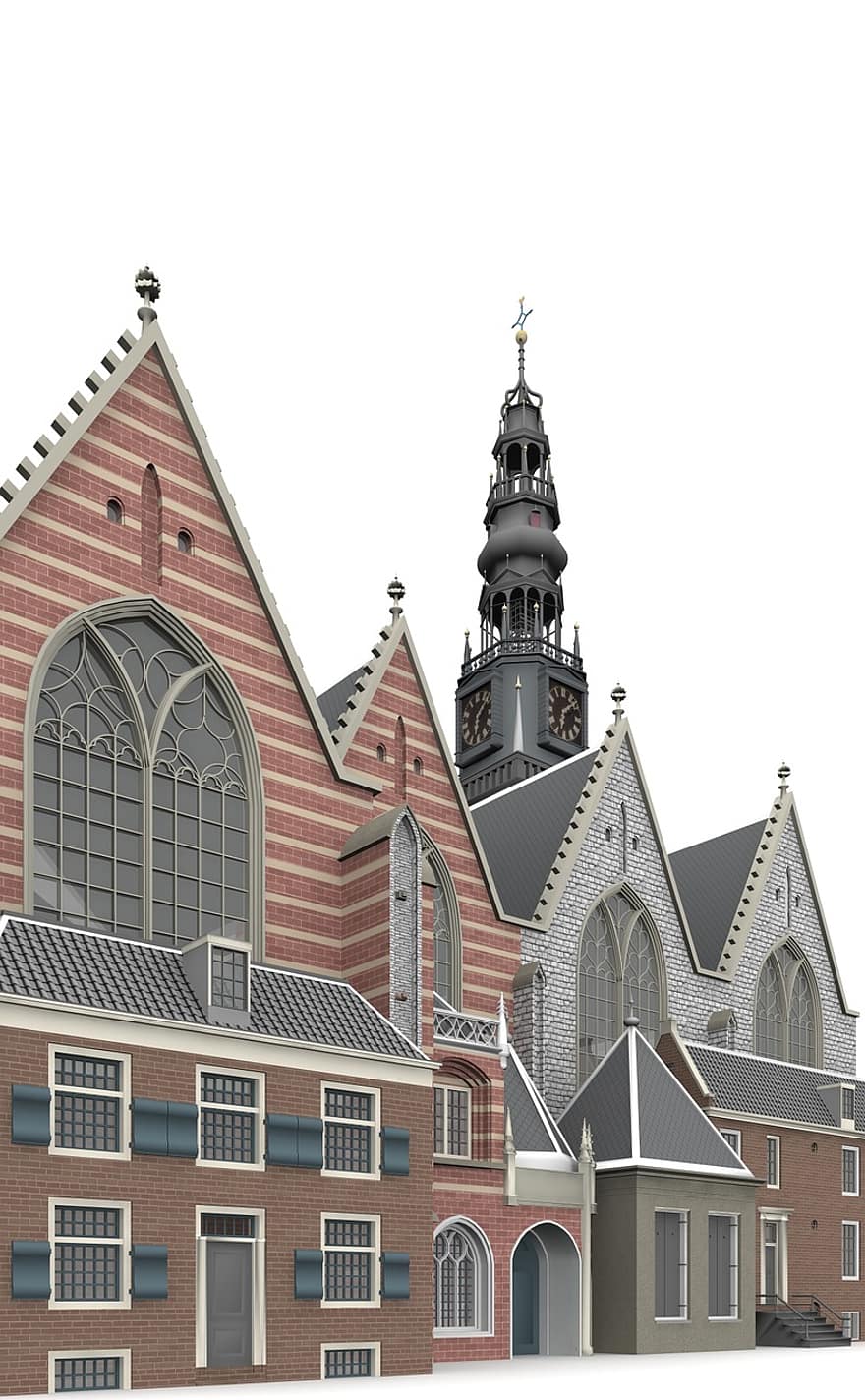 Oude, Kerk, amsterdam, arquitectura, edificio, Iglesia, lugares de interés, históricamente, turistas, atracción, punto de referencia