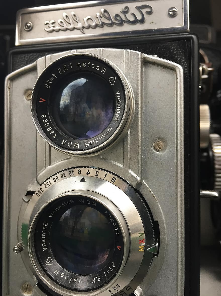 kamera, refleks lensa kembar, vintage, lensa, manual, analog, mekanis, tua, nostalgia, klasik, antik