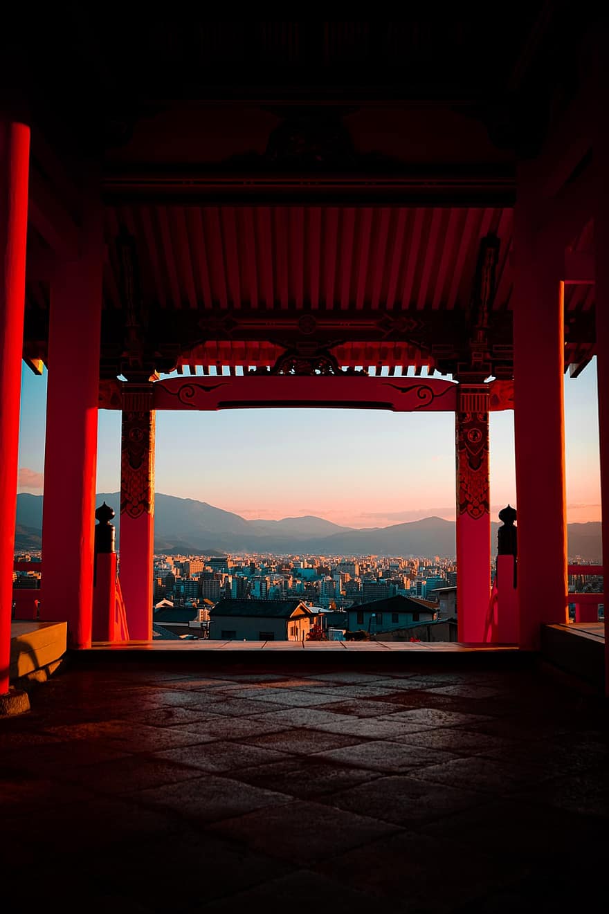 Sunset, Temple, Asia, Nature, Outdoors, Travel, Exploration, City, Urban, Mountains