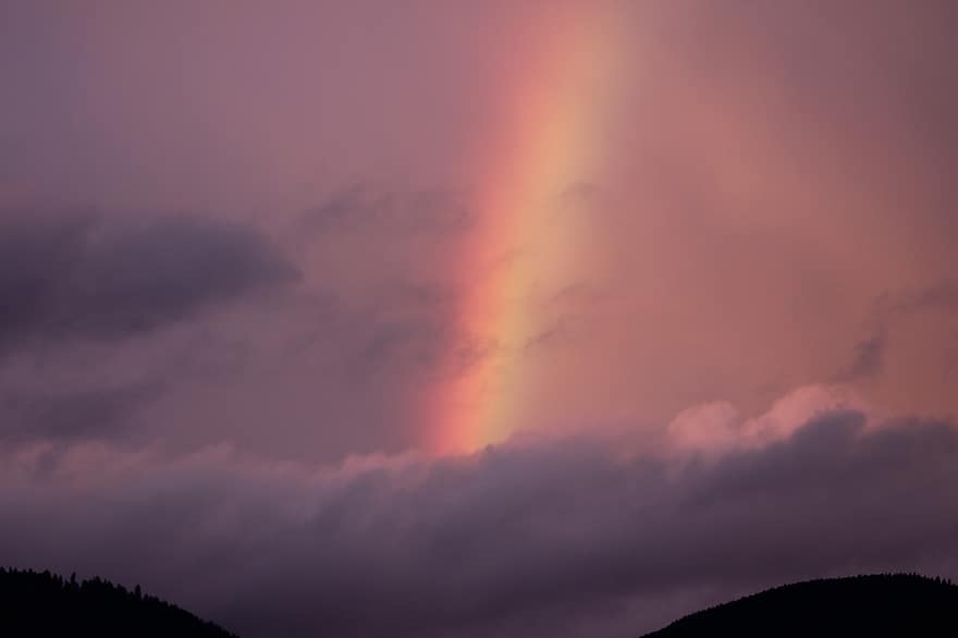 Rainbow, Sky, Nature, Clouds, Mountain, Mountains, Mood, Horizon, Color, Farbenpracht, Storm
