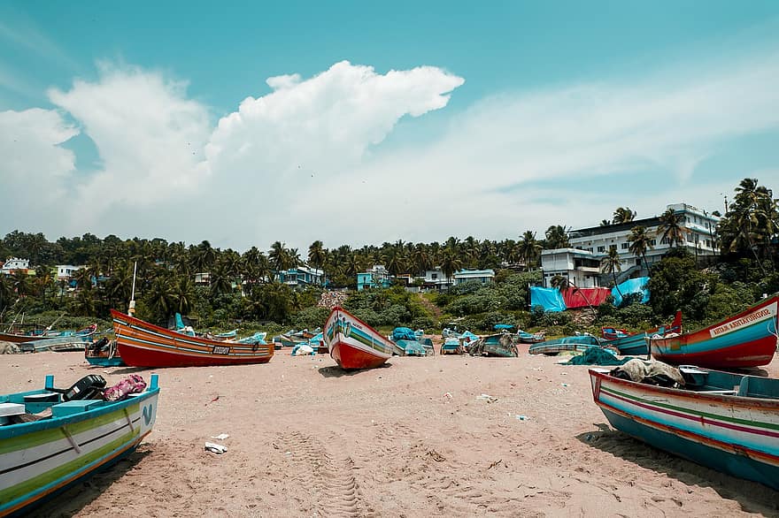 strand, oceaan, zee, Strand van Vizhinjam, Zeehaven van Vizhinjam, Haven van Vizhinjam, Trivandrum-strand, Kerala-strand, water, Indië