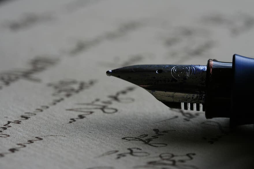 万年筆、書きます、手書き、フィラー、インク、書き込みツール、手書きの、文字、メッセージ、紙