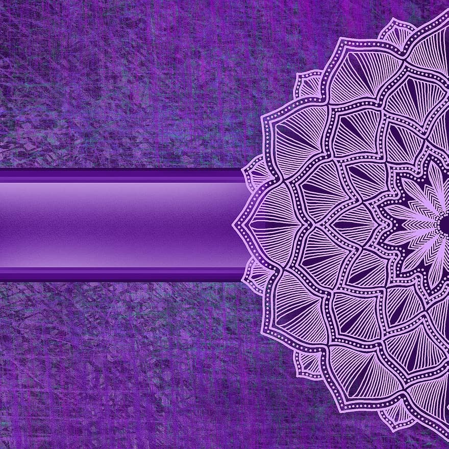Background, Mandala, Purple, Ribbon, Flower, Grunge, Vintage