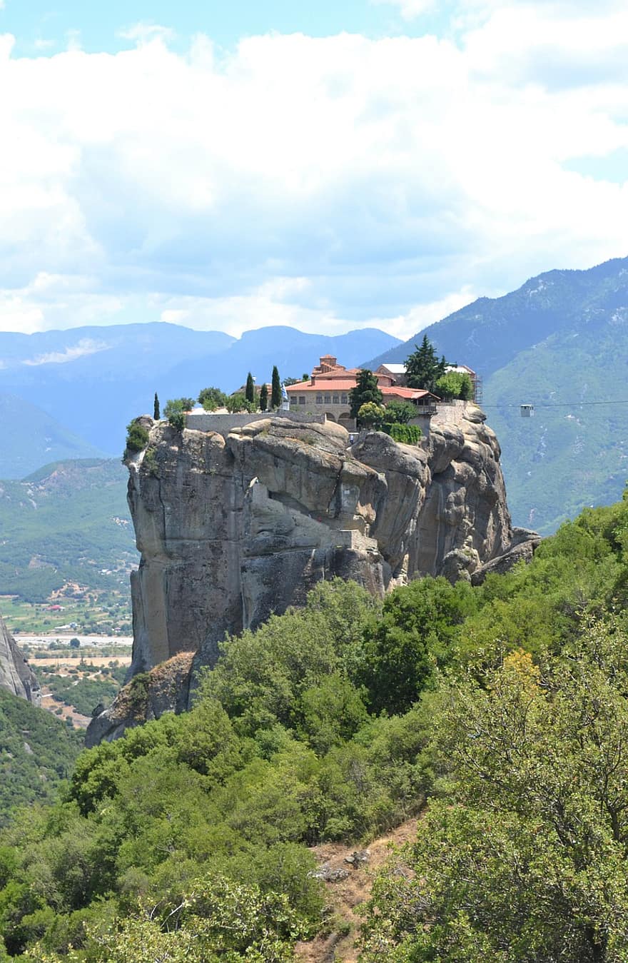 monasterio, castillo, pico, acantilado, meteora, cristianismo, montaña, religión, paisaje, lugar famoso, arquitectura