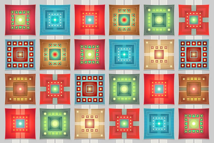 tegels, patroon, achtergrond, kleurrijk, plein, structuur