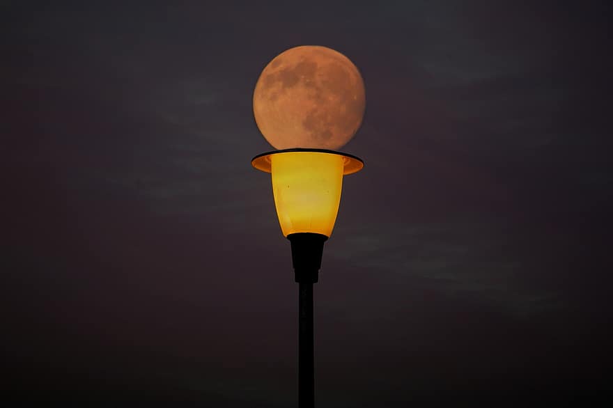 fuldmåne, gadebelysning, lanterne