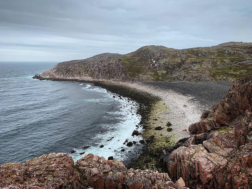 vej, pathway, klipper, hav, ocean, kyst, Murmansk