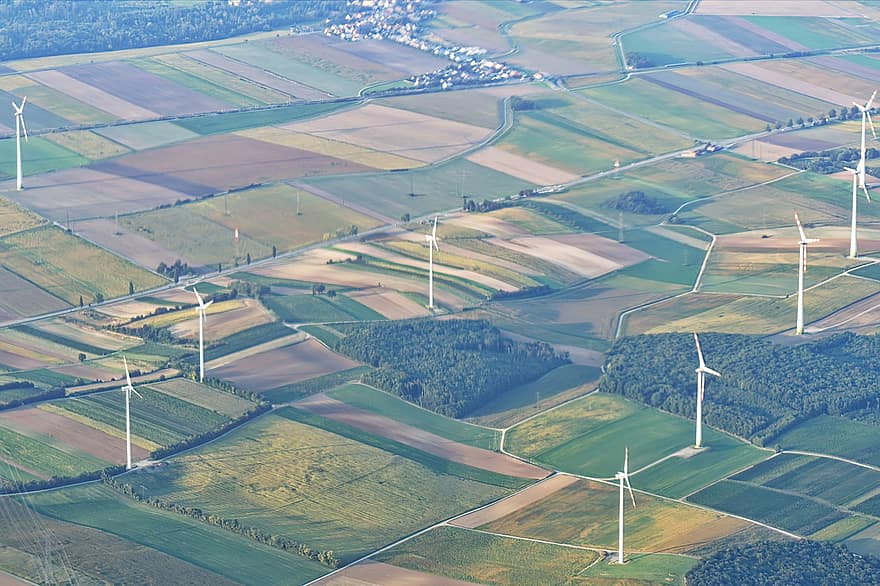 bidang, kincir angin, pedesaan, tanah pertanian, pemandangan, turbin angin, energi angin, ekologi
