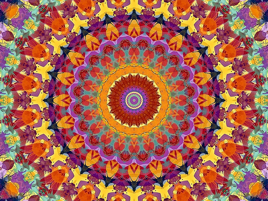 fraktal, Kaleidoskop, Mandala, bunt, kunterbunt, nahtlos, Muster, Kreis