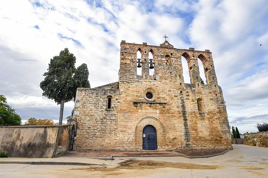 templom, építészet, középkori, Katalónia, Peratallada, Spanyolország, kereszténység, vallás, híres hely, régi, történelem