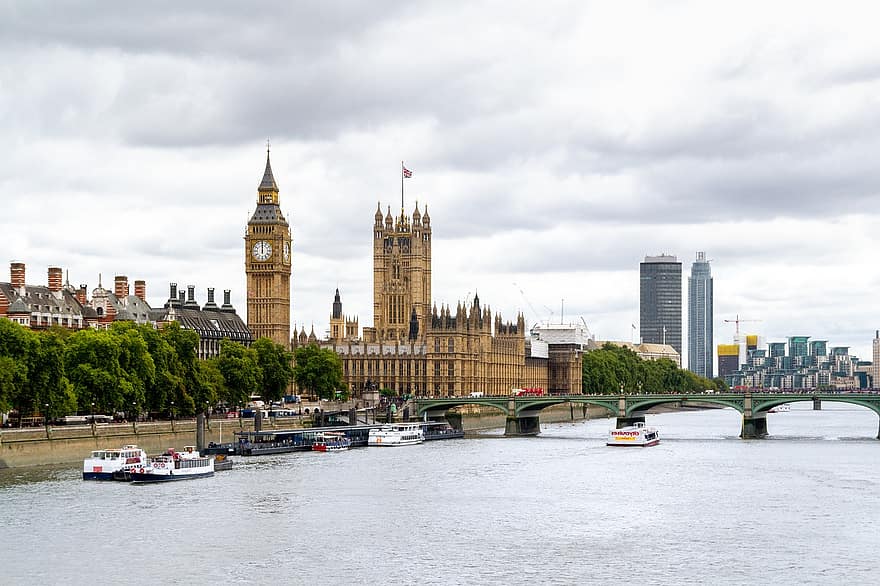 Inglaterra, Londres, temas, Reino Unido, Westminster, rio, ponte, cidade, paisagem urbana, skyline, Big Ben