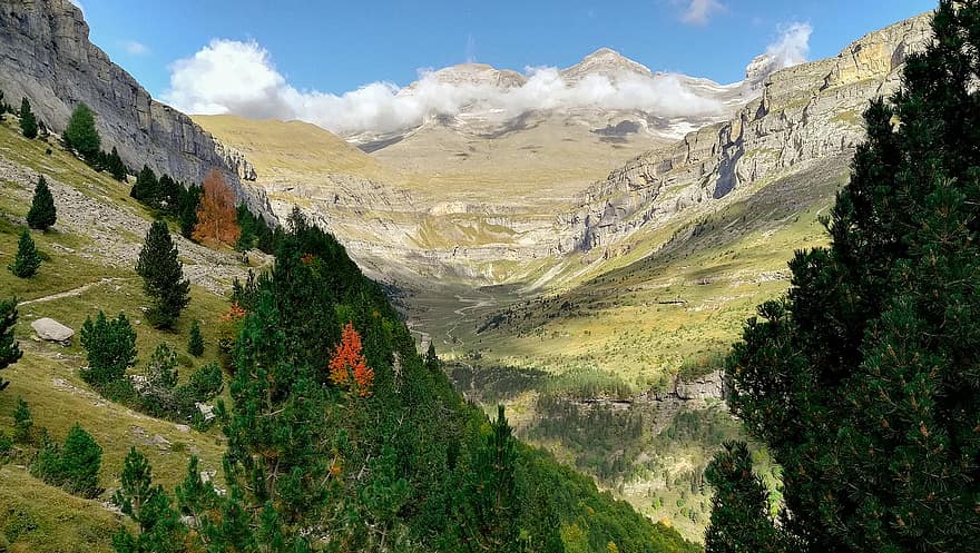 自然、旅行、探査、屋外、ピレネー山脈、オルデサ、秋、谷