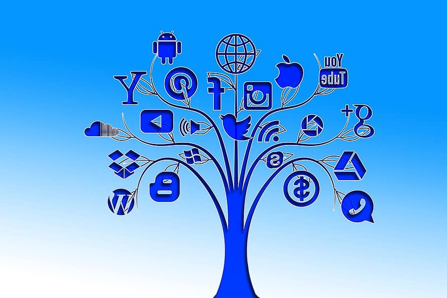 sozialen Medien, Baum, Struktur, Internet, Netzwerk, Sozial, Soziales Netzwerk, Logo, soziales Netzwerk, Vernetzung, Symbol