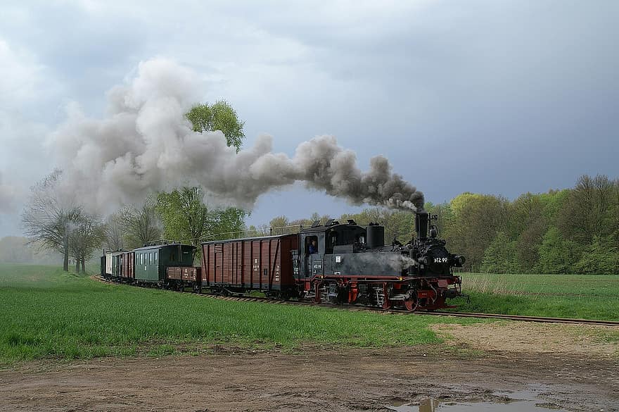 entrenar, viaje, locomotora, ferrocarril de vía estrecha, 750mm, pollo, Tren pequeño Prignitzer, Prignitz, tren del museo, Ivk, Klenzenhof