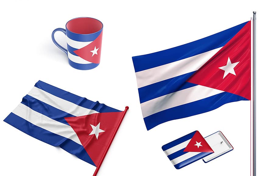 land, vlag, Cuba, nationaal, symbool, banier