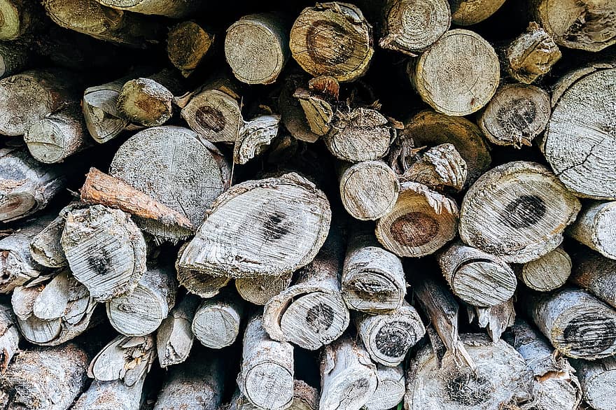 dřevo, protokoly, kmen, palivové dříví, Kousky dřeva, dřevěný, lesnictví, textura, odlesňování