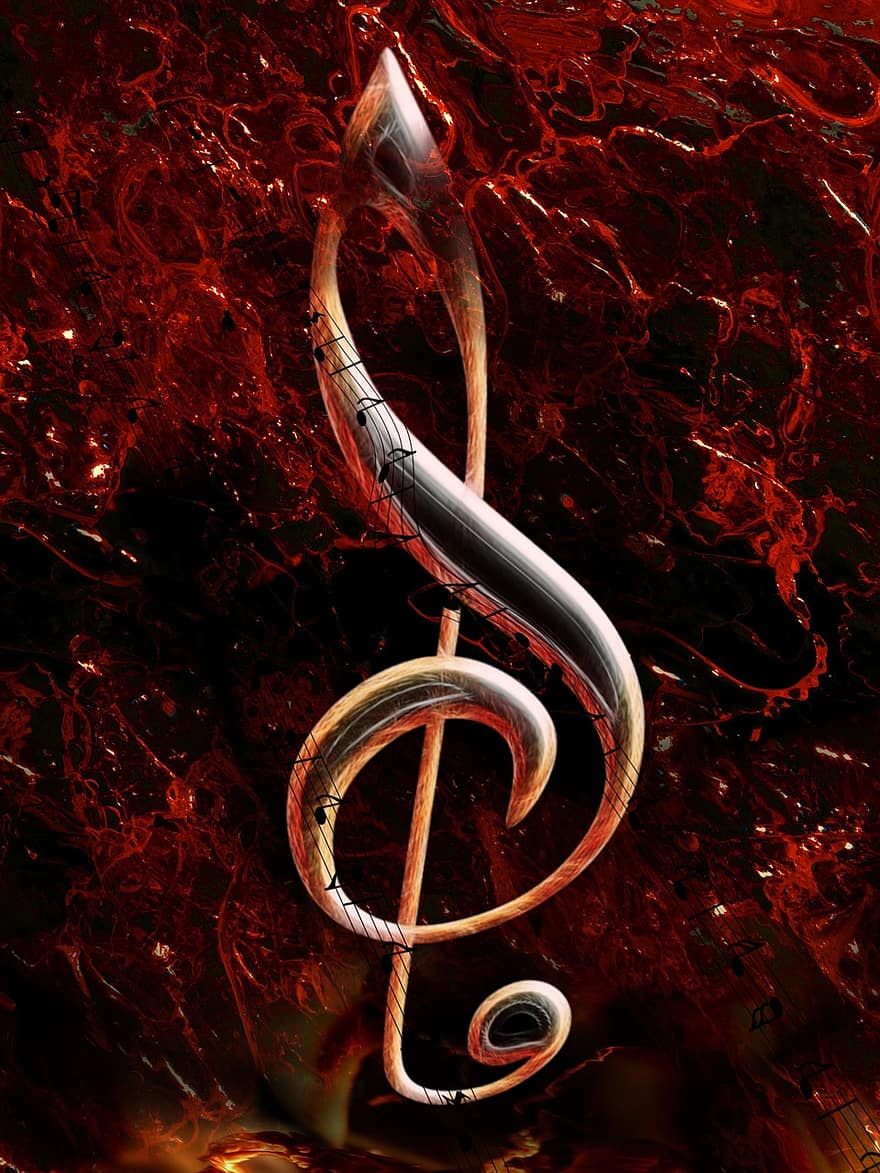 Clef, Composing, Treble Clef, Music, Flame, Light Effect, Embers, Swing