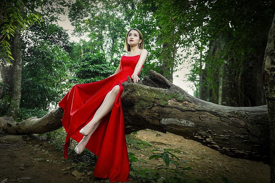 Woman, Model, Portrait, Pose, Style, Red Dress, Fashion, Posing, Young Woman, Girl, Modeling