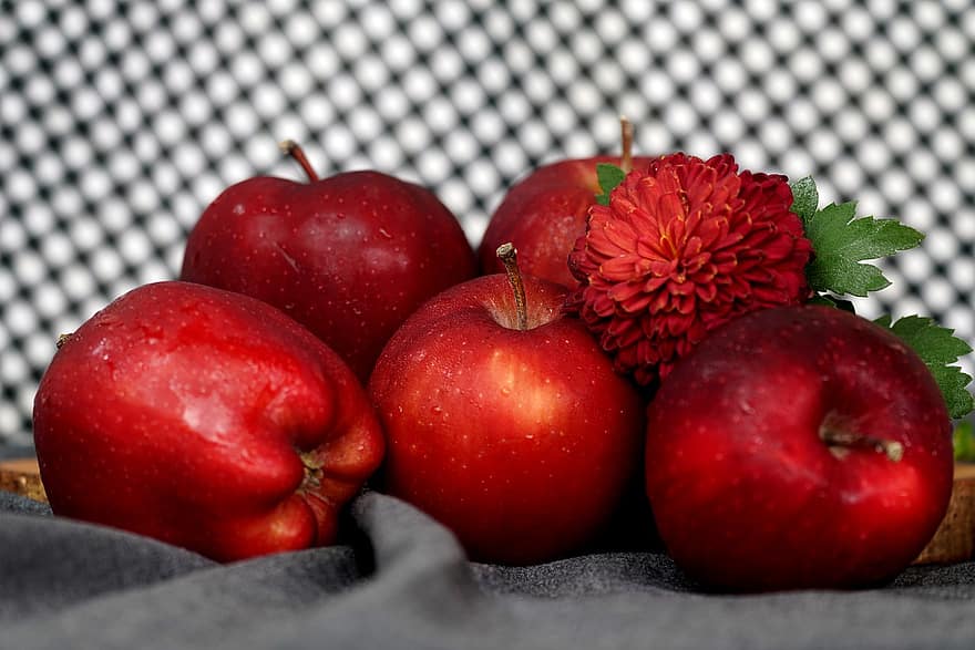 almák, gyümölcsök, virág, élelmiszer, friss, egészséges, érett, organikus, édes, gyárt