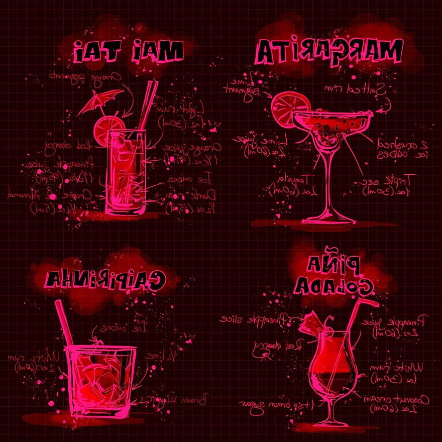 cócteles, bebidas, alcohol