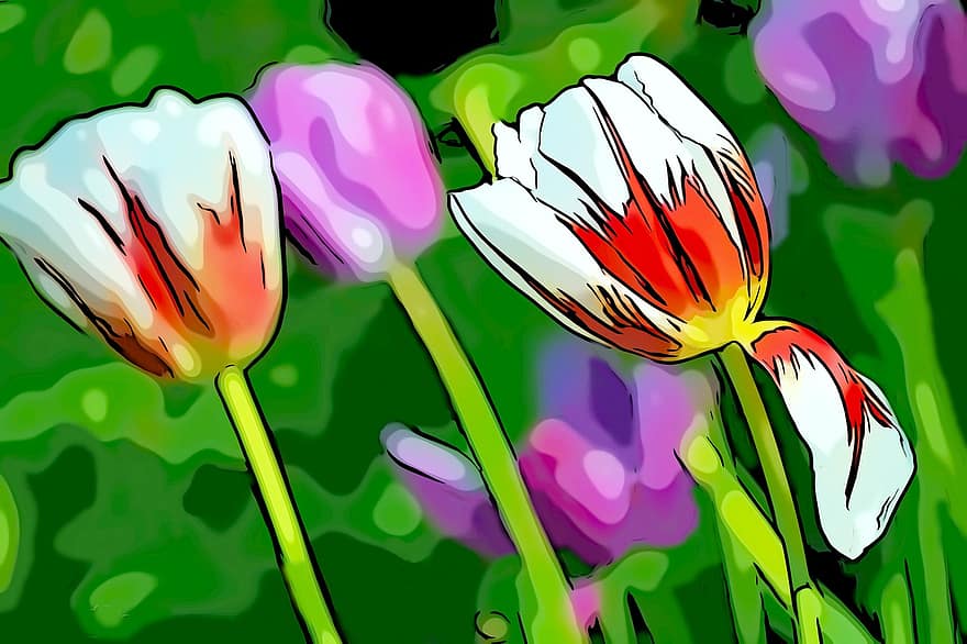 tulipán, velikonoční, jaro, zahrada, tulipány, květiny