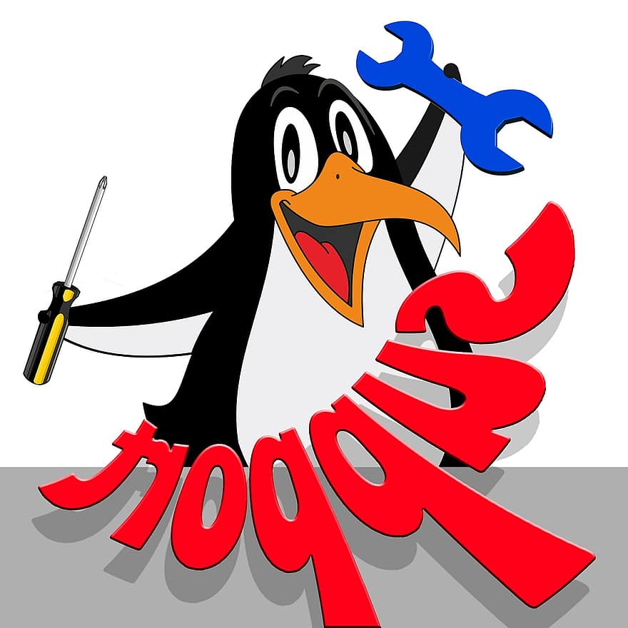 Support, Penguin, Tool, Comic, Wrench, Screwdriver, Help Button, Help, Font, Note