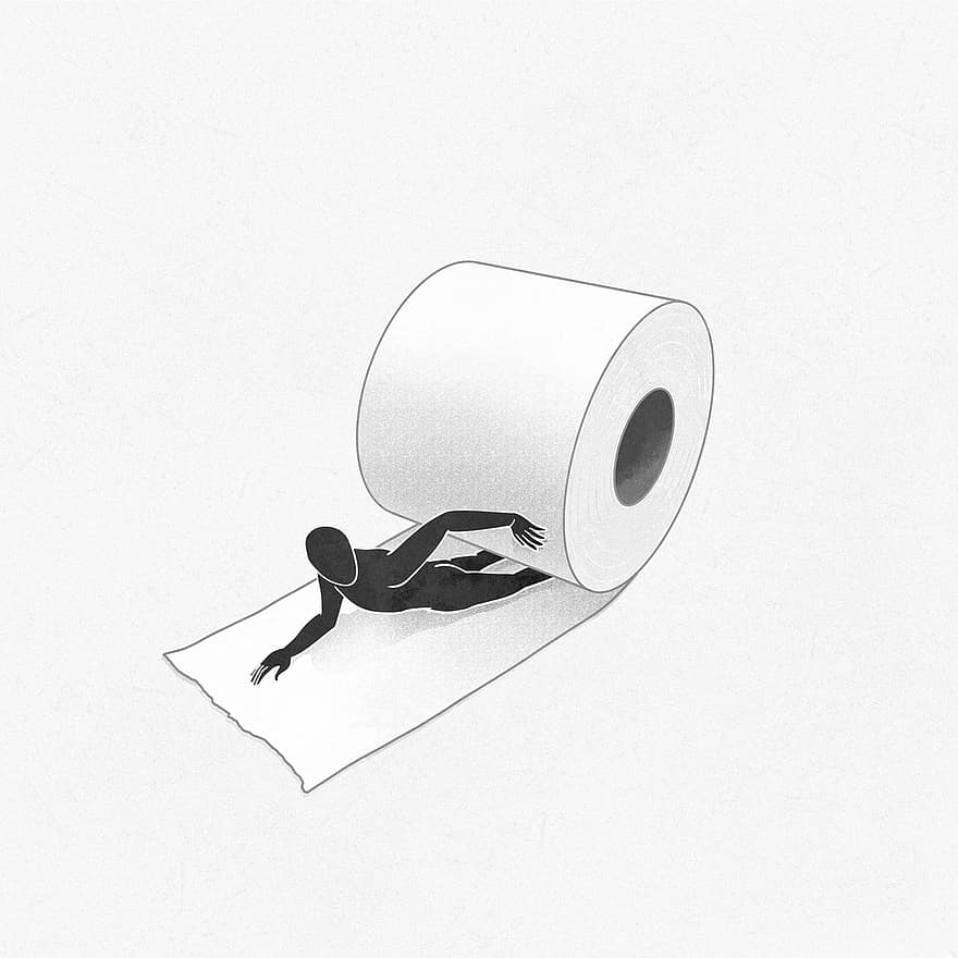 Cartoon, Painting, Fantasy, Imagination, Toilet Paper, Roll Paper
