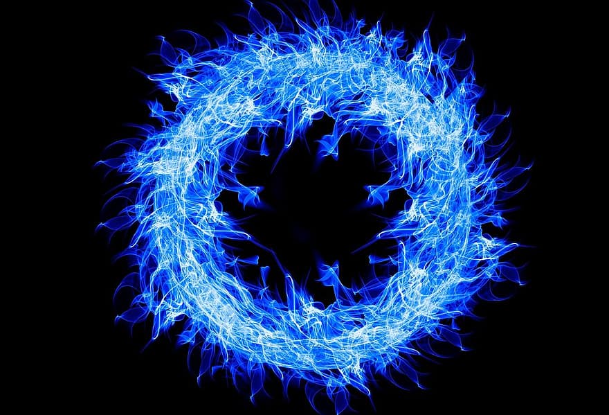 огнен пръстен, кръг, син, пожар, пламък, произведения на изкуството, горещ, син огън, черен огън, Син кръг
