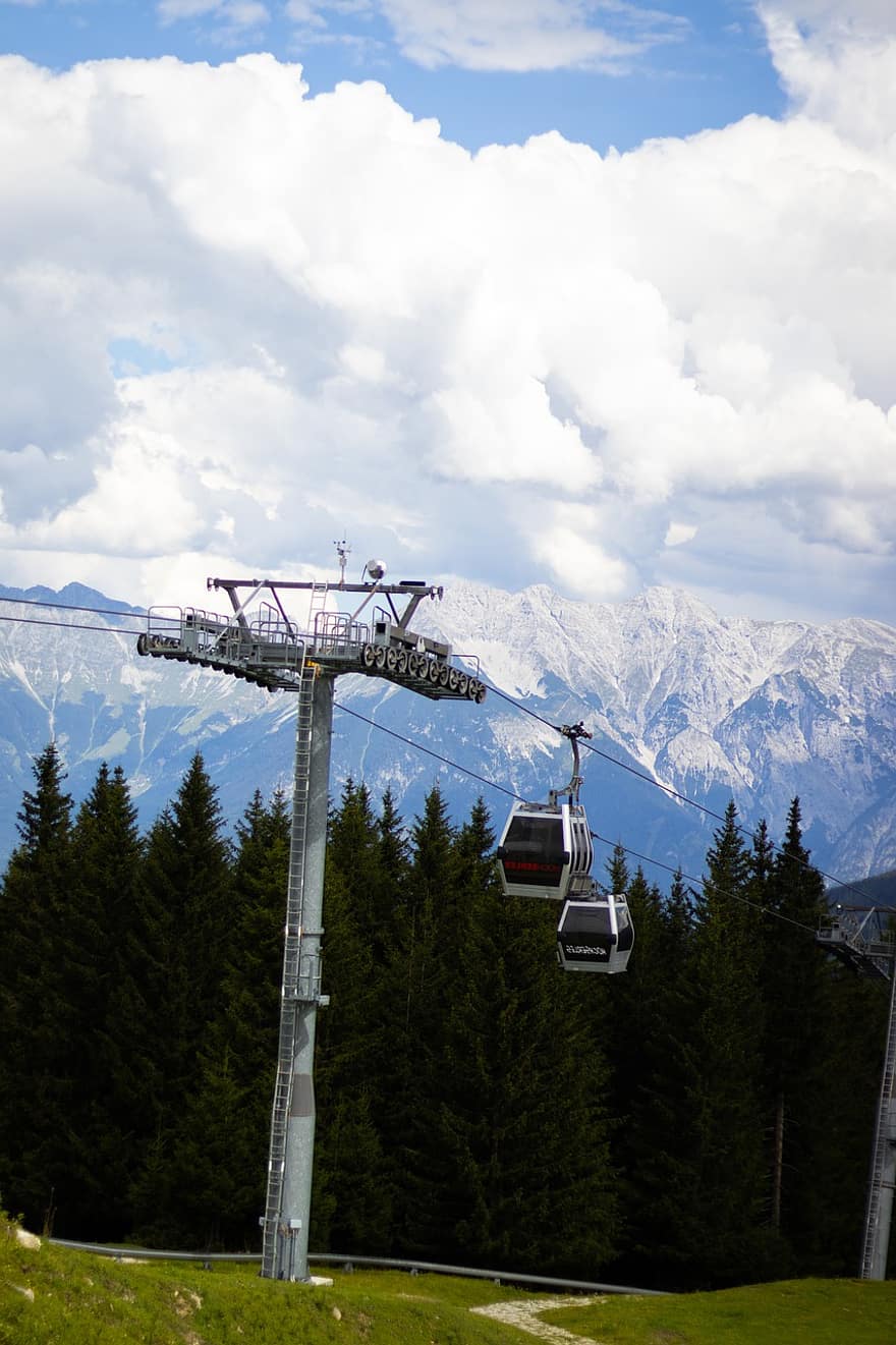 Mountains, Mountain Railway, Cable Car, Cableway, Transport, Travel, Trees, Sky