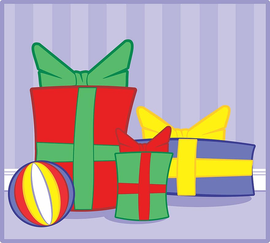 Latar Belakang, ulang tahun, busur, kotak, terang, merayakan, perayaan, hari Natal, penuh warna, Desember, dekorasi