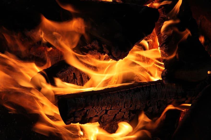 fogo, chama, lenha, quente, madeira, ardente, queimar, calor