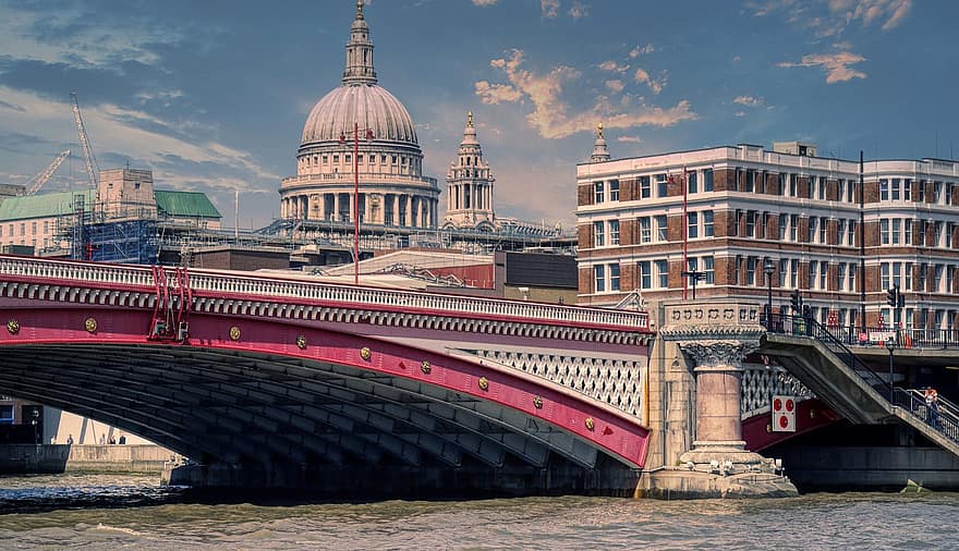 fiume, ponte, città, edifici, cupola, centro, ponte di pietra, punto di riferimento, urbano, Tamigi, Londra